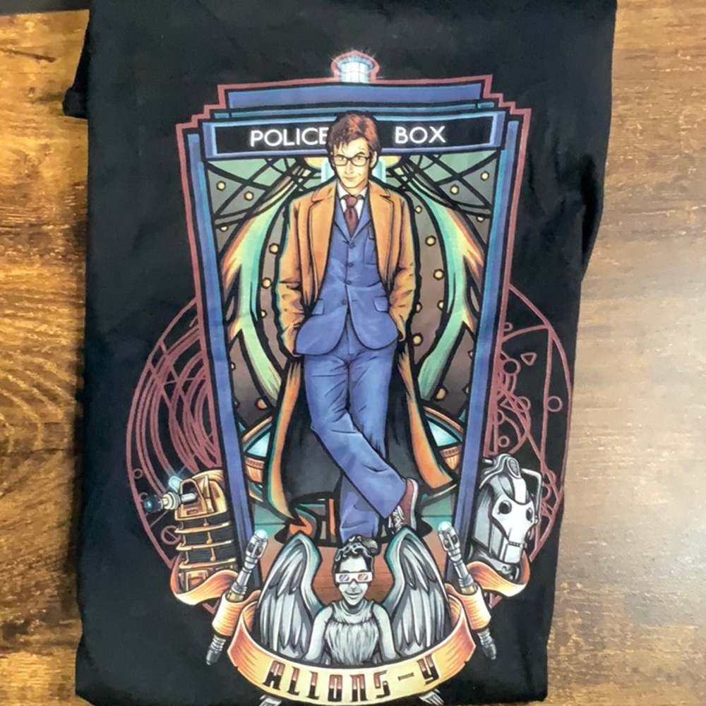 Police Box Dr. Who Allons-y T Shirt